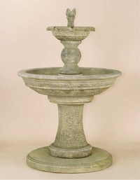 Thumbnail for Antiquarium Two Tier Cast Stone Outdoor Water Fountain – Limestone Finish