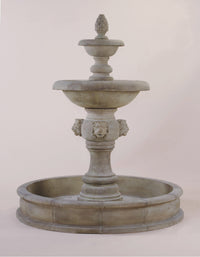 Thumbnail for Quattro Lion Two Tier Pond Outdoor Cast Stone Fountain