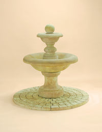 Thumbnail for Villa Santini Two-Tier Outdoor Cast Stone Fountain with Ball Finial – Compact Elegance by Giannini
