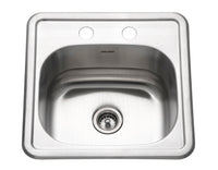Thumbnail for Houzer Hospitality 15 inch Stainless Steel Drop-in Topmount 2-hole Bar and Prep Sink