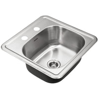 Thumbnail for Houzer Hospitality 15 inch Stainless Steel Drop-in Topmount 2-hole Bar and Prep Sink