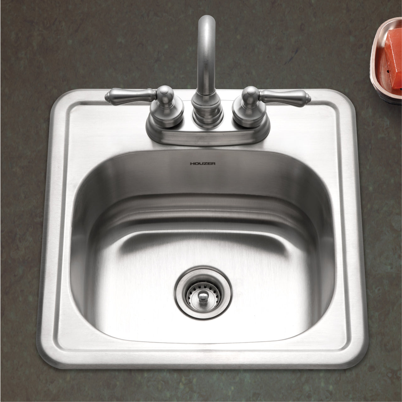 Houzer Hospitality 15 inch Stainless Steel Drop-in Topmount 2-hole Bar and Prep Sink
