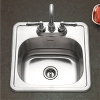 Thumbnail for Houzer Hospitality 15 inch Stainless Steel Drop-in Topmount 2-hole Bar and Prep Sink