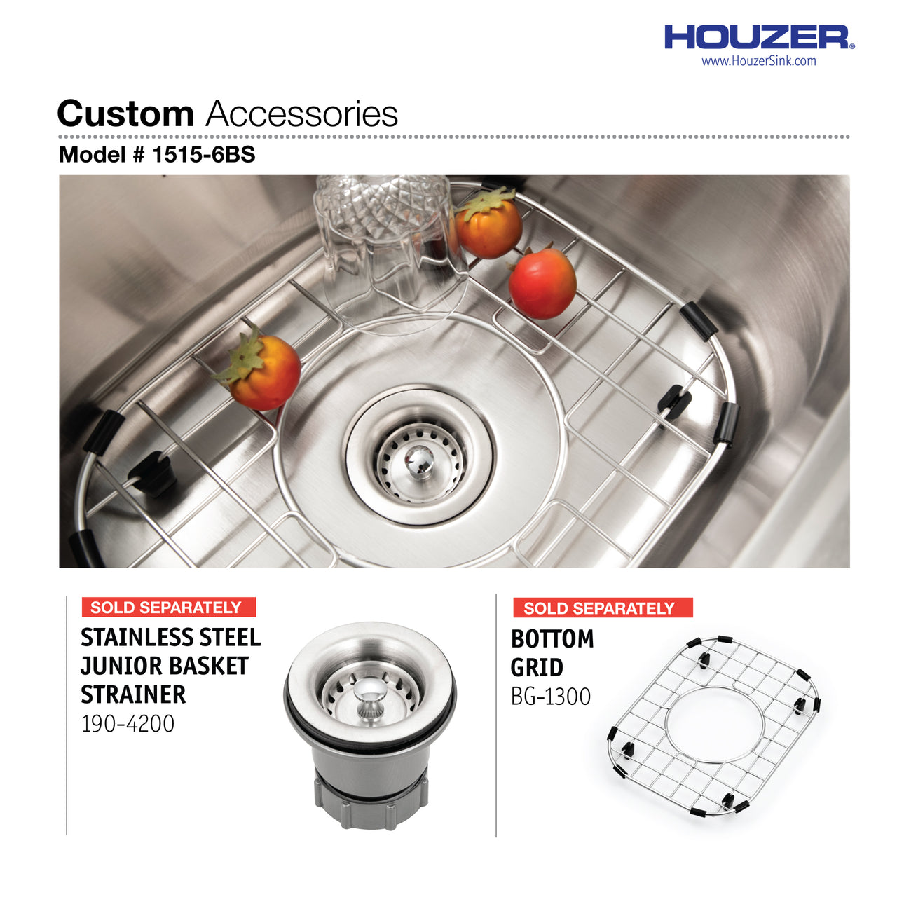 Houzer Hospitality 15 inch Stainless Steel Drop-in Topmount 2-hole Bar and Prep Sink
