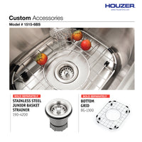 Thumbnail for Houzer Hospitality 15 inch Stainless Steel Drop-in Topmount 2-hole Bar and Prep Sink