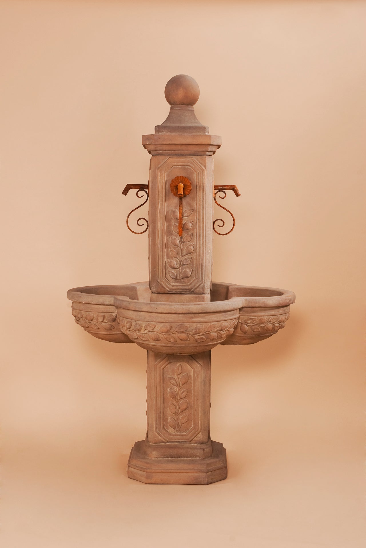 Limone Courtyard Cast Stone Outdoor Fountain with Spouts – Elegant Garland Design for Garden or Entryway