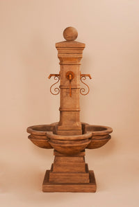 Thumbnail for Avignon Courtyard Cast Stone Outdoor Fountain with Spouts – Elegant Lobed Bowl and Finial Design