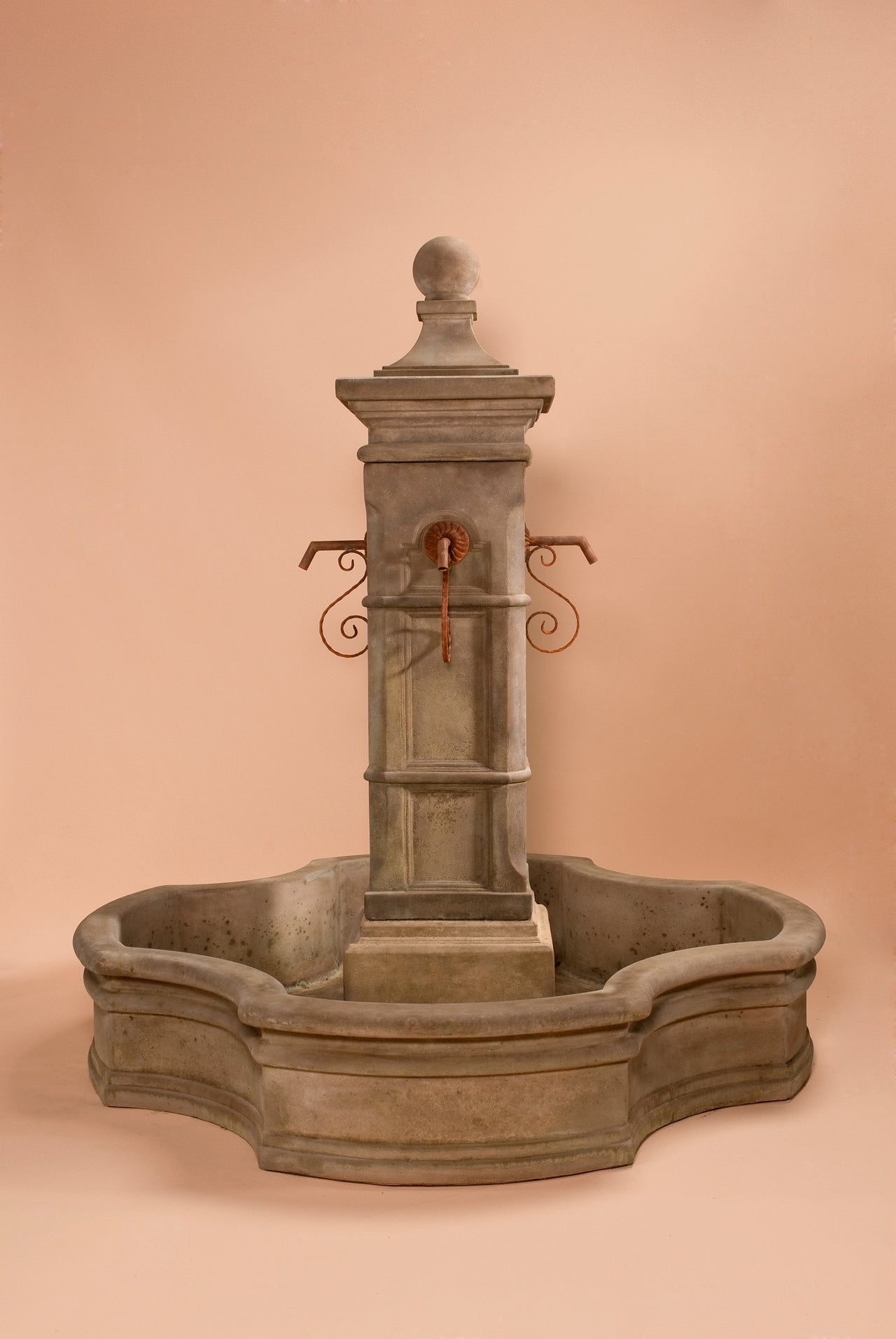 Aquitaine Outdoor Cast Stone Garden Fountain with 70" Monaco Pond and Spouts
