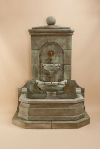 Thumbnail for Acquitaine Wall Outdoor Cast Stone Garden Fountain for Spout – Elegant Old-World Charm with a Distinctive Curve