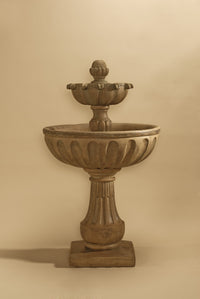 Thumbnail for Valeria Two Tier Outdoor Cast Stone Garden Fountain – Classic Elegance with Gadroon Detail