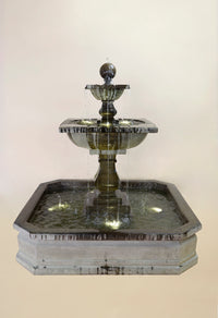 Thumbnail for Solara Quadra Pond Outdoor Cast Stone Garden Fountain – 64” Tiered Square Elegance