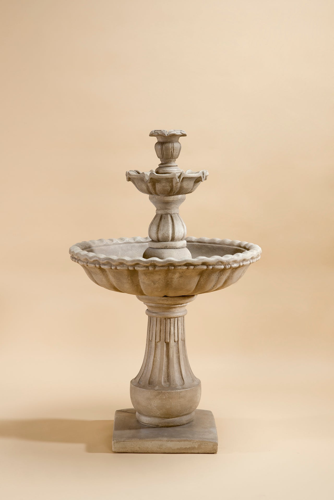 Gaetana Two Tier Outdoor Cast Stone Garden Fountain – Elegant Courtyard Water Feature
