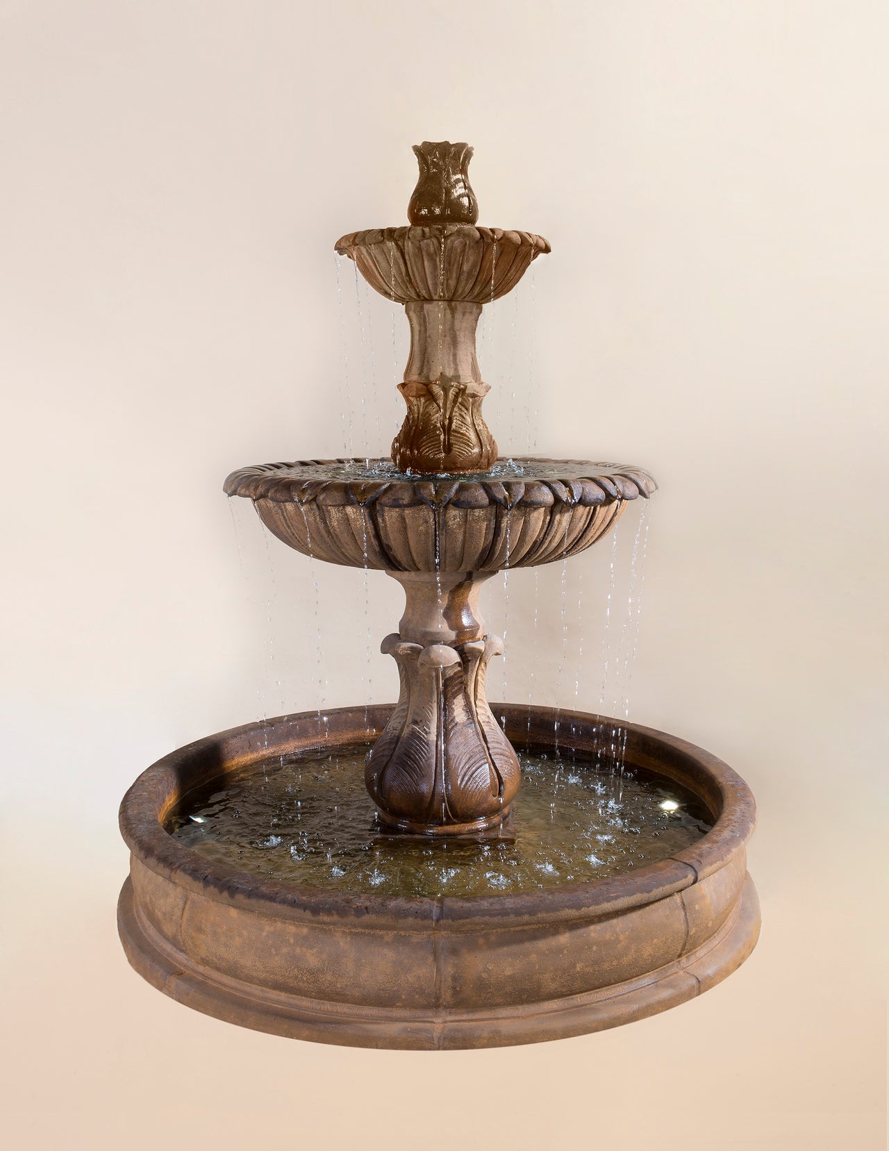 Grandis Calanthia Two-Tier Pond Outdoor Cast Stone Garden Fountain – Classic Elegance for Expansive Spaces