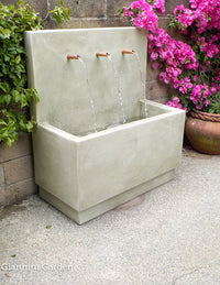 Thumbnail for Tribus Outdoor Cast Stone Wall Fountain – Modern Elegance with Timeless Waterfall Sound