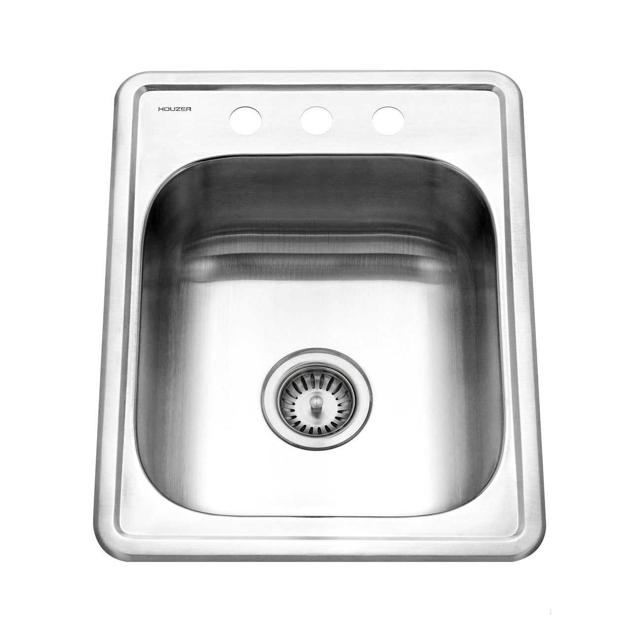 Houzer Hospitality 17 inch Stainless Steel Drop-in Topmount 7 inch Deep 3-hole Large Bar and Prep Sink