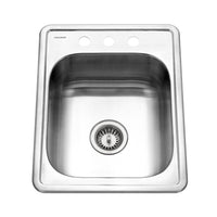 Thumbnail for Houzer Hospitality 17 inch Stainless Steel Drop-in Topmount 7 inch Deep 3-hole Large Bar and Prep Sink