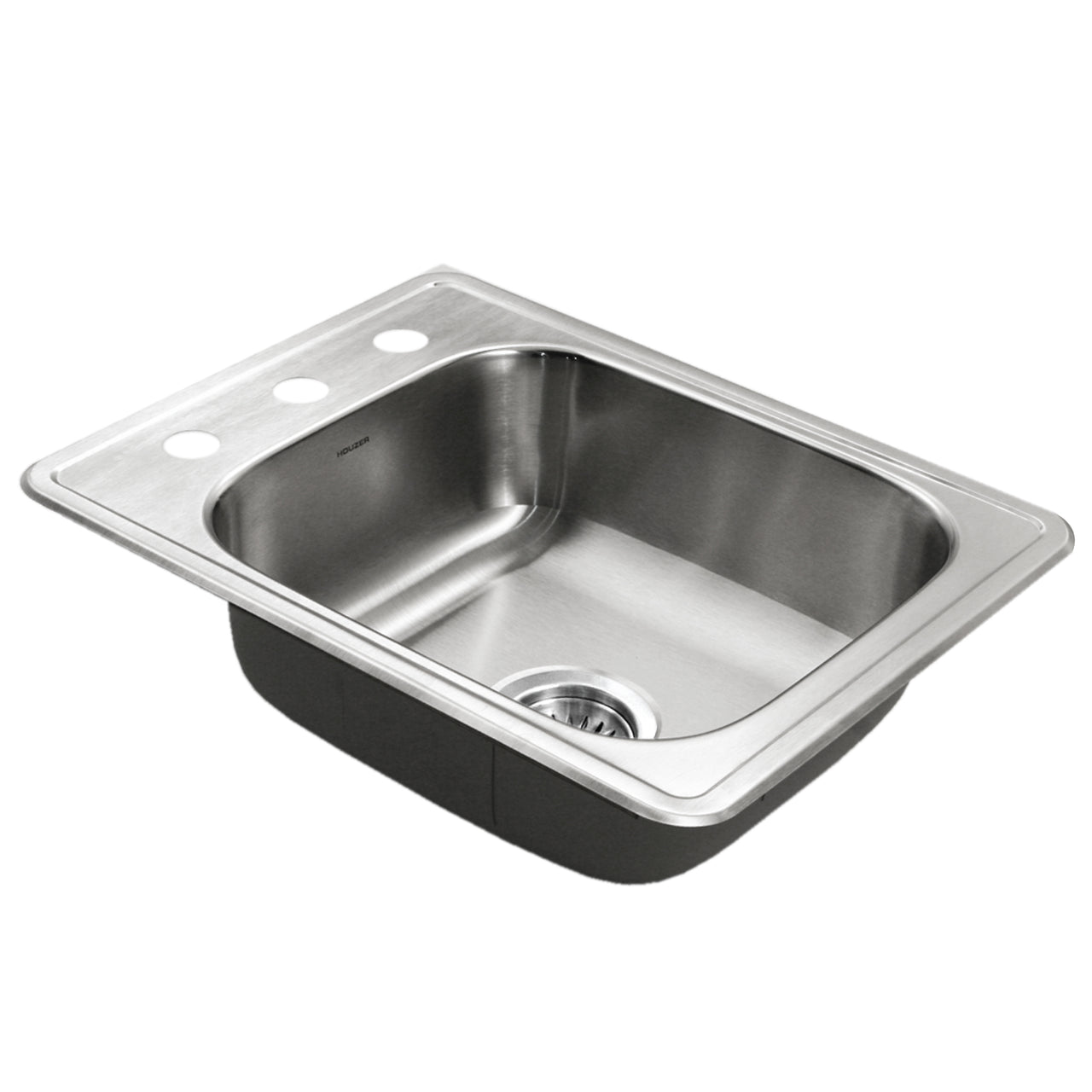 Houzer Hospitality 17 inch Stainless Steel Drop-in Topmount 7 inch Deep 3-hole Large Bar and Prep Sink
