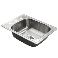 Thumbnail for Houzer Hospitality 17 inch Stainless Steel Drop-in Topmount 7 inch Deep 3-hole Large Bar and Prep Sink
