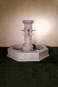 Thumbnail for Octavius Outdoor Concrete Column Fountain – Plumbed for Pond with Rustic Spouts