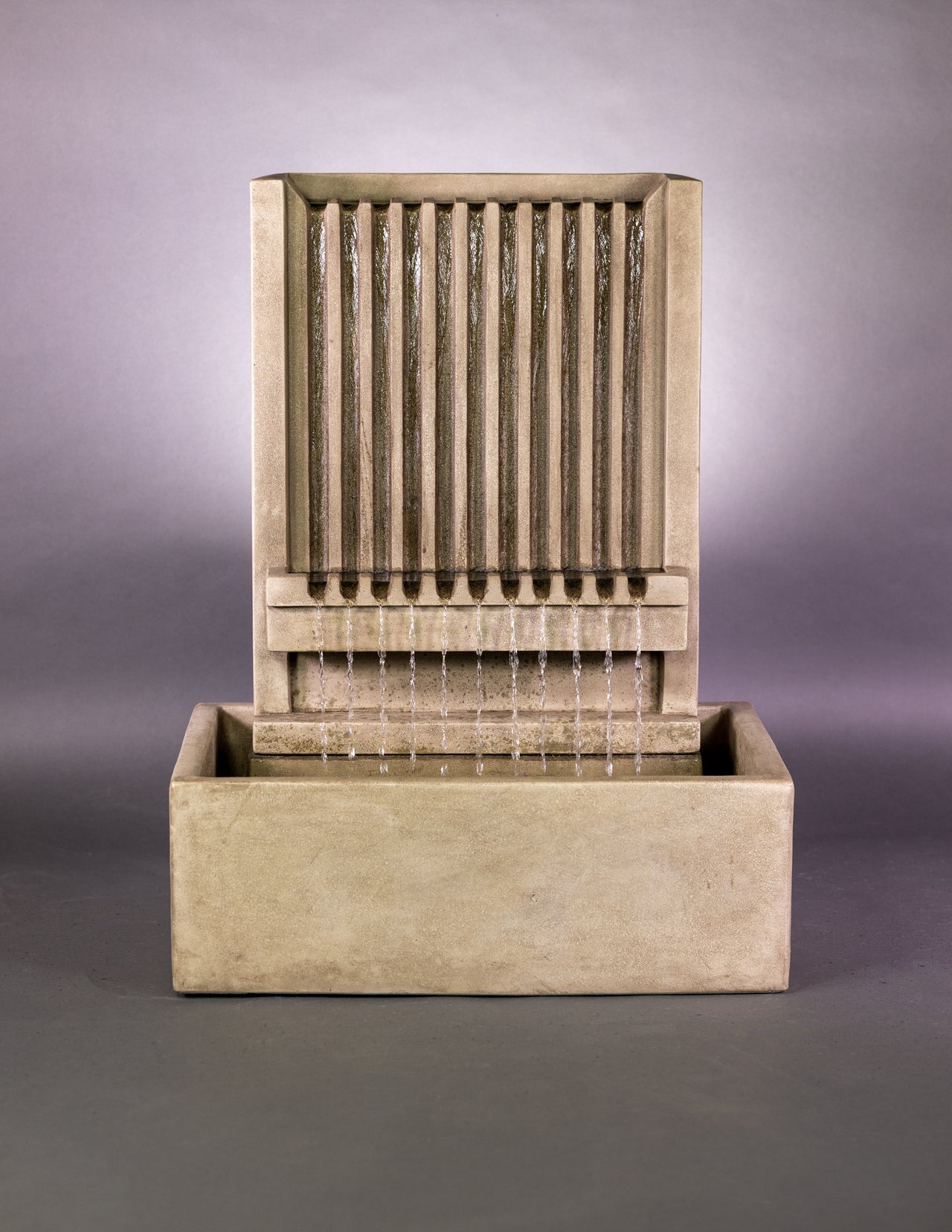 Brentwood Channel Wall Fountain – Short Outdoor Cast Stone Water Feature