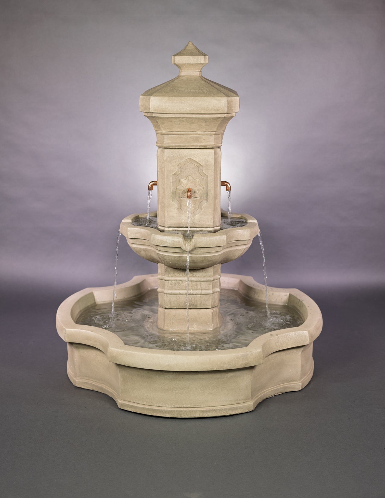 Monterosso Pond Fountain with Concrete Spout and French Limestone Finish for Elegant Outdoor Tranquility