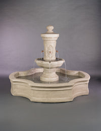 Thumbnail for Ravello Monaco Pond Fountain with Copper Spouts in Limestone Finish
