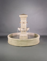Thumbnail for Rialto Malibu Pond Fountain with Concrete Spout in Limestone Finish