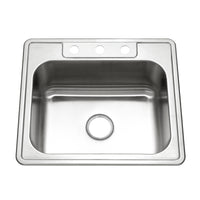 Thumbnail for Houzer Glowtone 25 inch Stainless Steel Drop-in Topmount Single Bowl Deep Kitchen Sink with Strainer
