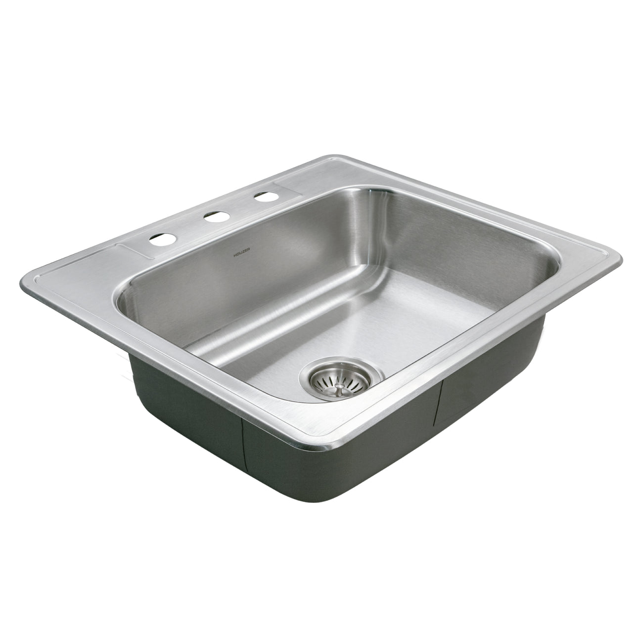 Houzer Glowtone 25 inch Stainless Steel Drop-in Topmount Single Bowl Deep Kitchen Sink with Strainer
