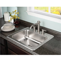 Thumbnail for Houzer Glowtone 25 inch Stainless Steel Drop-in Topmount Single Bowl Deep Kitchen Sink