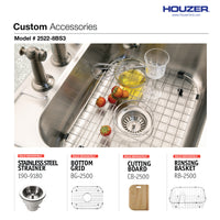 Thumbnail for Houzer Glowtone 25 inch Stainless Steel Drop-in Topmount Single Bowl Deep Kitchen Sink with Strainer
