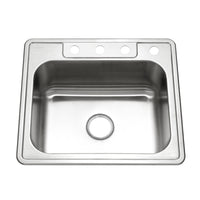 Thumbnail for Houzer Glowtone 25 inch Stainless Steel Drop-in Topmount Single Bowl Deep Kitchen Sink with Strainer