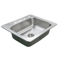 Thumbnail for Houzer Glowtone 25 inch Stainless Steel Drop-in Topmount Single Bowl Deep Kitchen Sink