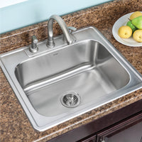 Thumbnail for Houzer Glowtone 25 inch Stainless Steel Drop-in Topmount Single Bowl Deep Kitchen Sink