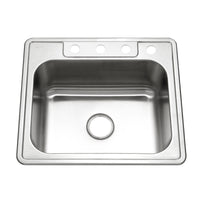 Thumbnail for Houzer Glowtone 25 inch Stainless Steel Drop-in Topmount Single Bowl Deep Kitchen Sink