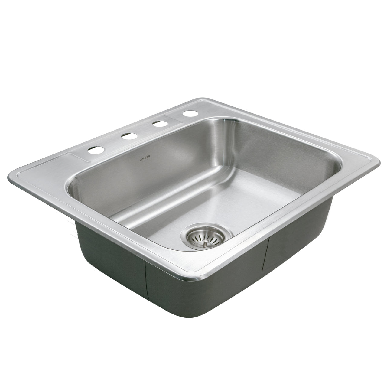 Houzer Glowtone 25 inch Stainless Steel Drop-in Topmount Single Bowl Deep Kitchen Sink with Strainer