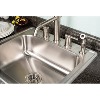 Thumbnail for Houzer Glowtone 25 inch Stainless Steel Drop-in Topmount Single Bowl Deep Kitchen Sink with Strainer