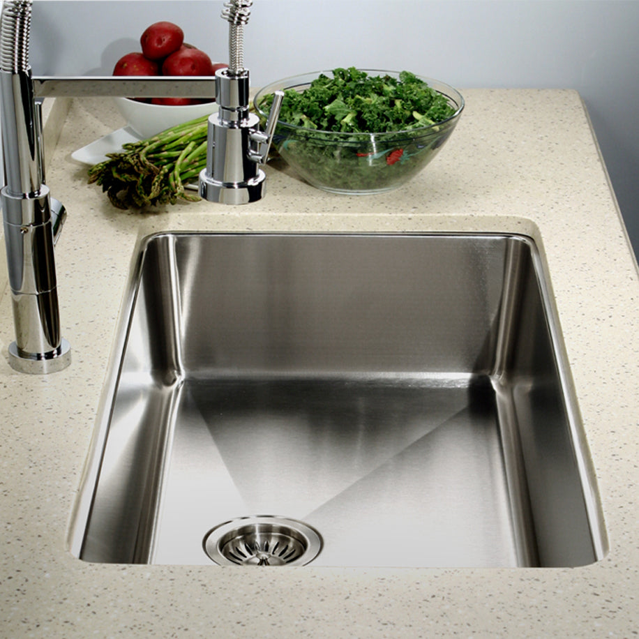 Houzer Nouvelle 23 inch Stainless Steel Undermount Single Bowl Kitchen Sink with Strainer & Grid