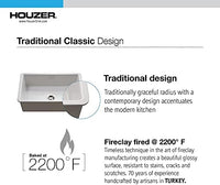 Thumbnail for Houzer Platus White Fireclay Undermount Single Bowl Kitchen Sink with Basket Strainer and Basin Grid Included