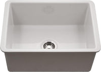 Thumbnail for Houzer Platus White Fireclay Undermount Single Bowl Kitchen Sink
