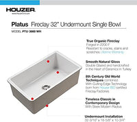 Thumbnail for Houzer Platus White Fireclay Undermount Single Bowl Kitchen Sink
