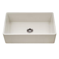 Thumbnail for Houzer Platus 33 inch White Fireclay Apron Front Farmhouse Single Bowl Kitchen Sink