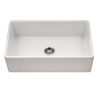 Thumbnail for Houzer Platus 33 inch White Fireclay Apron Front Farmhouse Single Bowl Kitchen Sink