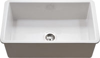 Thumbnail for Houzer Platus White Fireclay Undermount Single Bowl Kitchen Sink