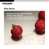Thumbnail for Houzer Elite 31 inch Stainless Steel Undermount 80/20 Small Left Double Bowl Kitchen Sink with Strainer & Grids
