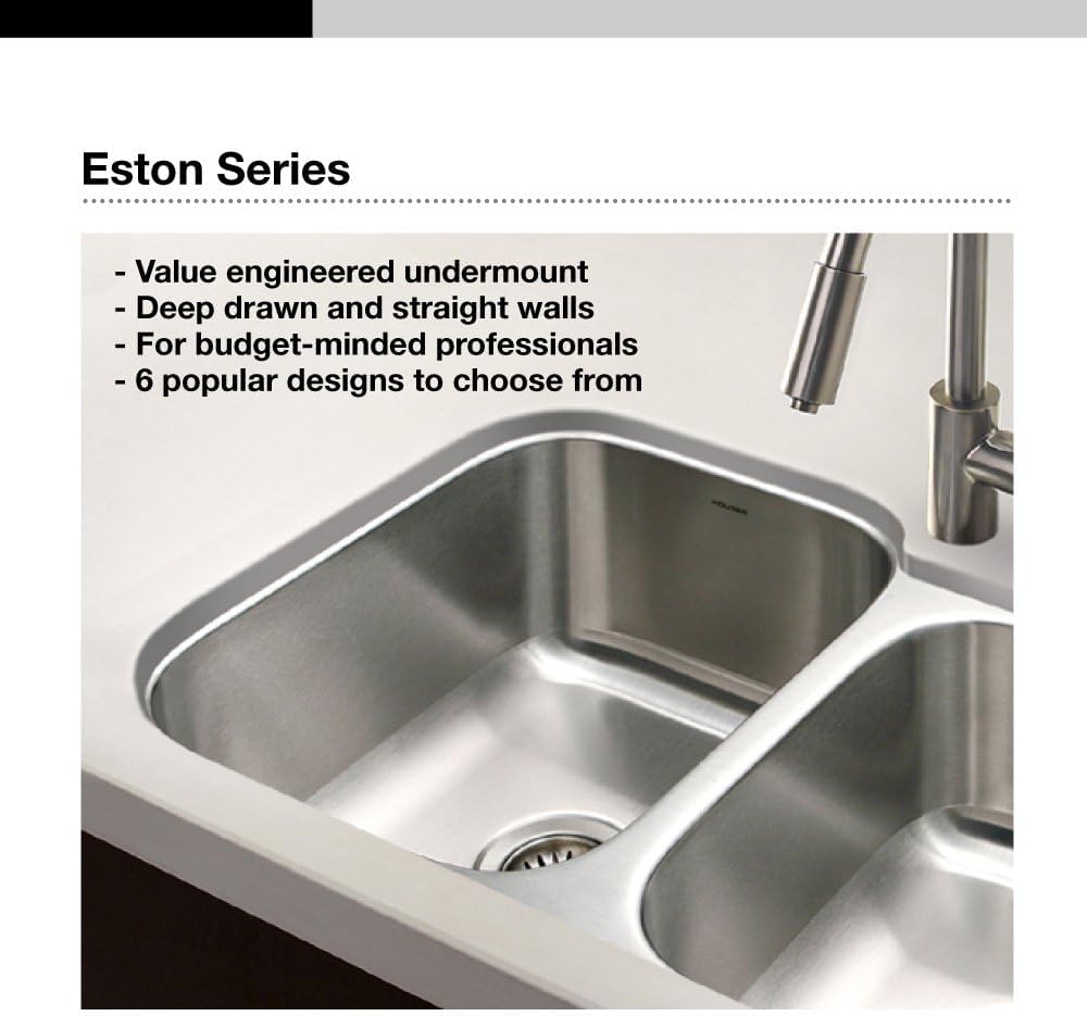 Houzer Eston 31 inch Stainless Steel Undermount 50/50 Double Bowl Kitchen Sink