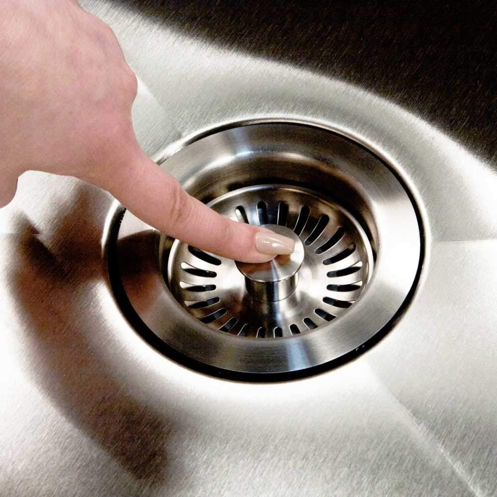 Houzer Stainless Steel 3-1/2" Pop-Up Basket Strainer with Full Drain Assembly