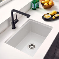 Thumbnail for Houzer Platus White Fireclay Undermount Single Bowl Kitchen Sink