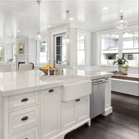 Thumbnail for Houzer Platus White Fireclay Apron Front Farmhouse Single Bowl Kitchen Sink with Basket Strainer and Basin Grid Included