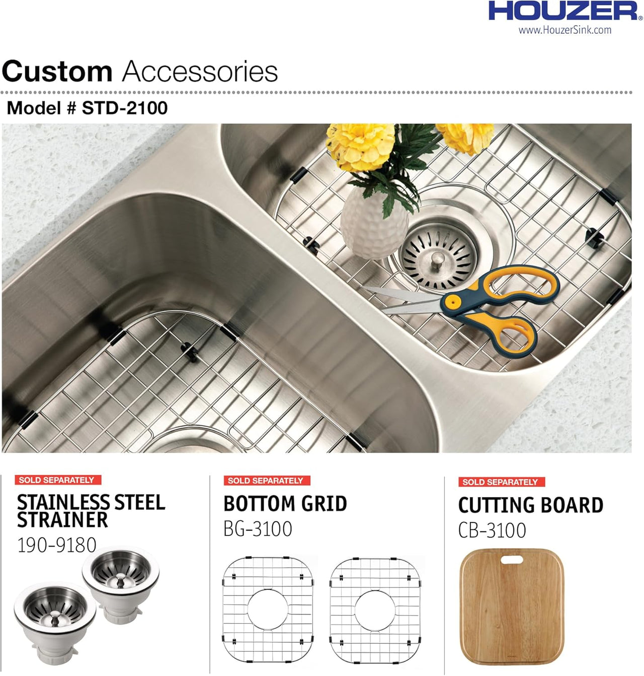 Houzer Eston 31 inch Stainless Steel Undermount 50/50 Double Bowl Kitchen Sink